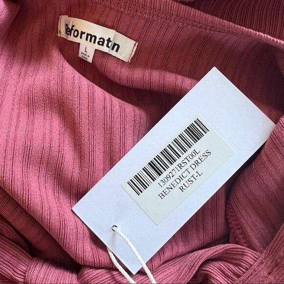 Reformation Ribbed Benedict Long Sleeves Midi Dress in Rust Large MSRP $148 - Picture 8 of 10